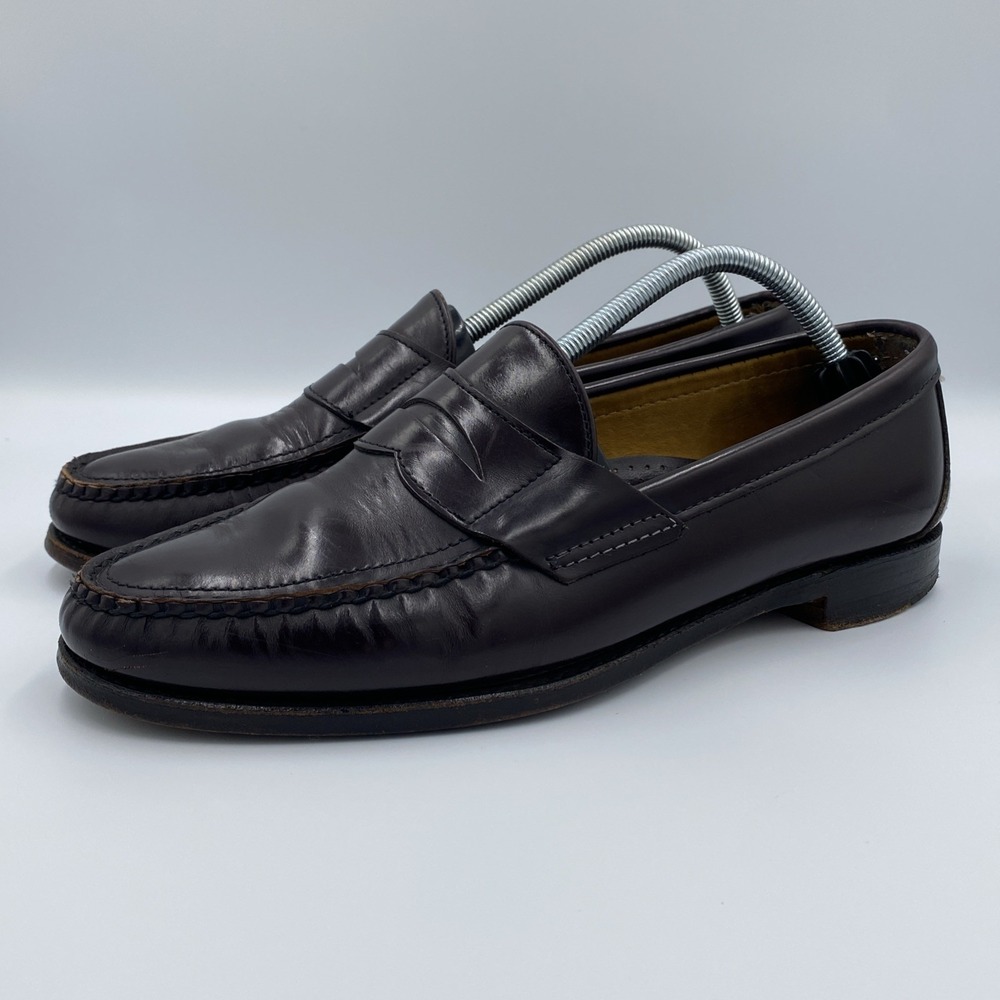 Vintage Sebago Men's 10 D Burgundy Leather Penny Loafers Handsewn USA 43375